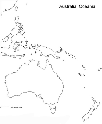 Colouring Map Australia Oceania