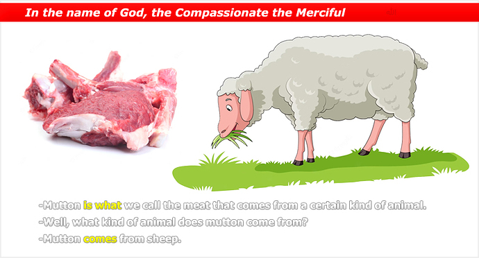 Mutton comes from sheep