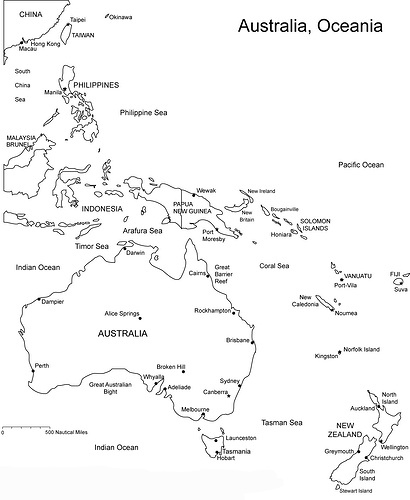 Colouring Map Australia Oceania N
