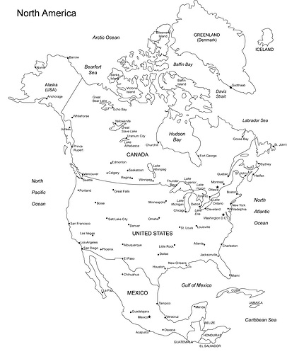 Colouring Map North America N